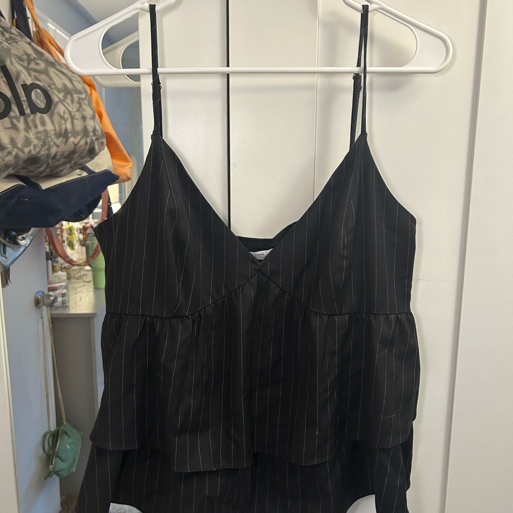 Marissa Webb Black Asymmetrical Tiered Camisole